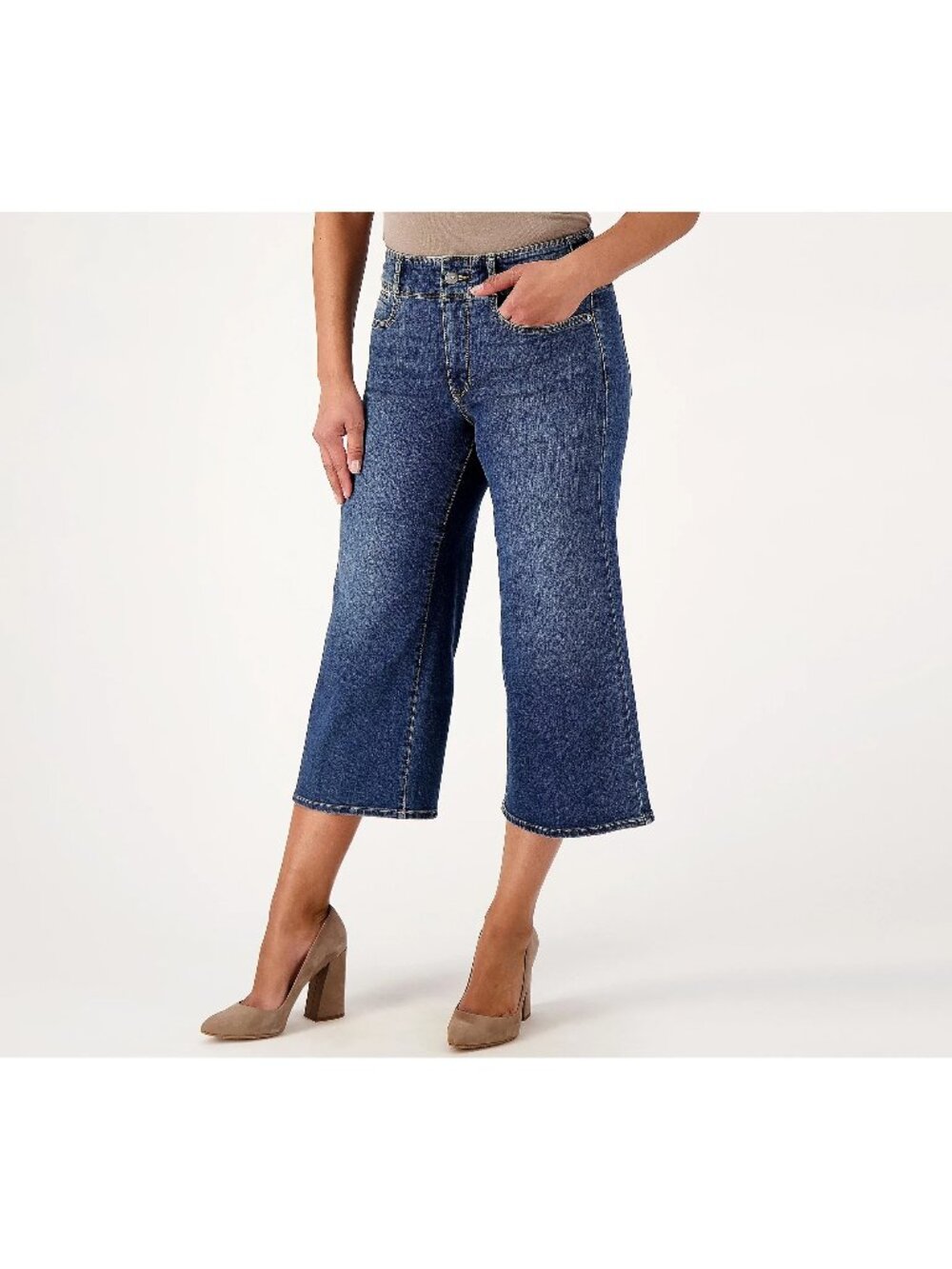 NYDJ Crop Jeans Size 6 Petite Cool Embrace Wide Leg Denim Serendipity Blue NEW